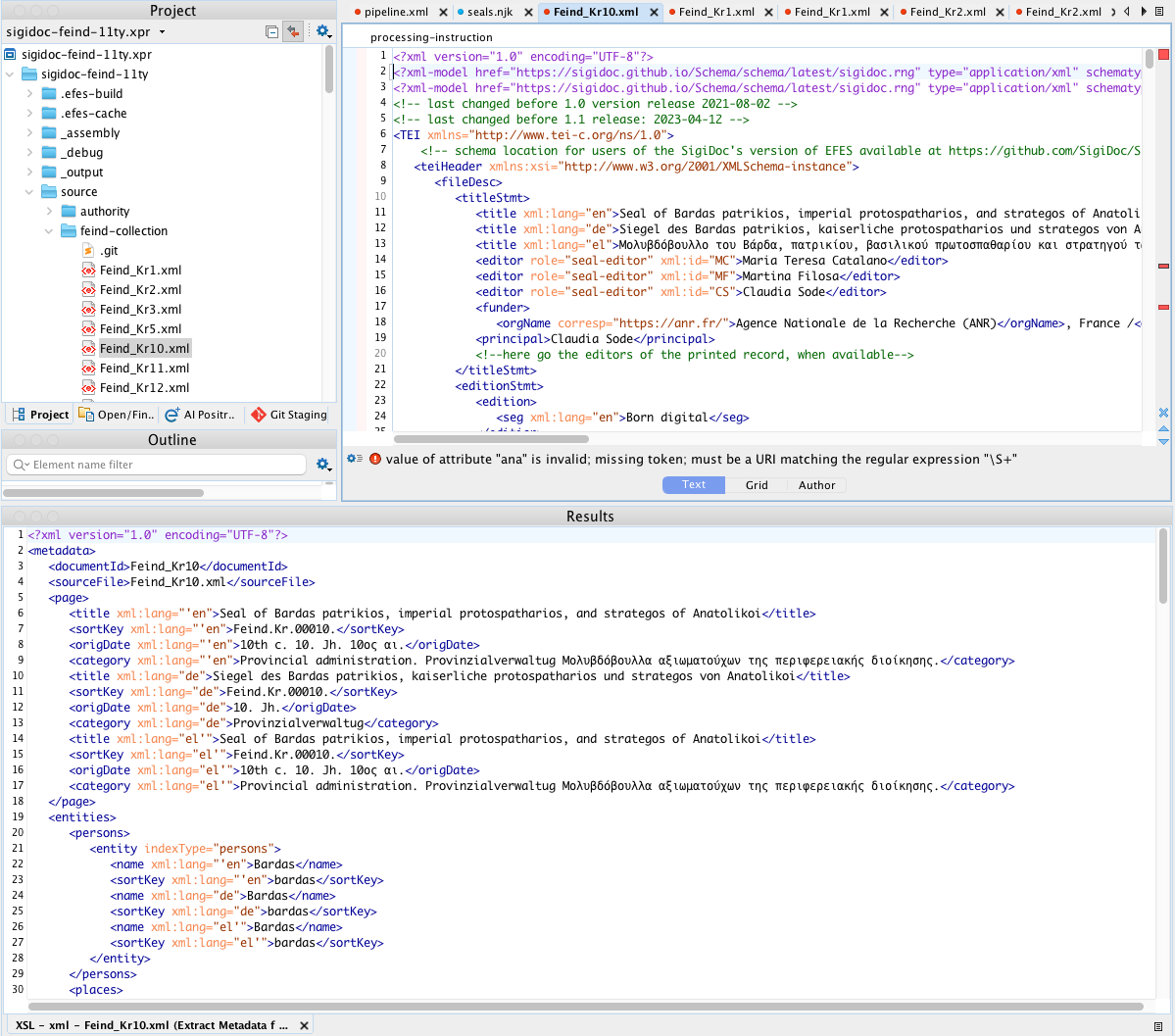Result of the Extract Metadata Transformation